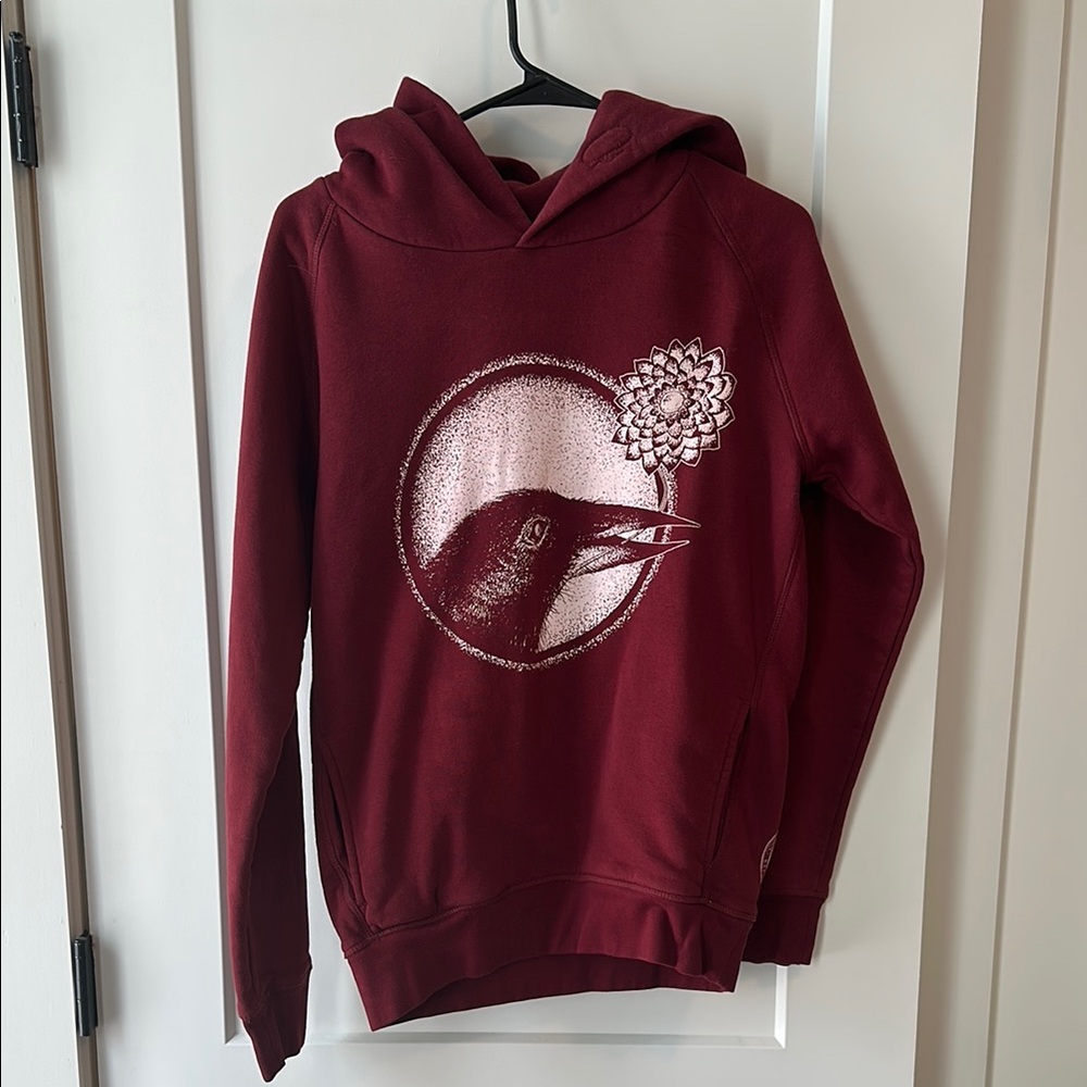 Red Graphic Hoodie with Circular Design